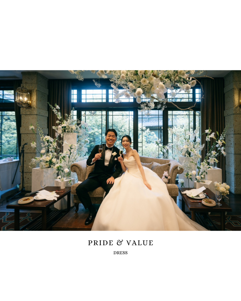 京都の結婚式で着用する韓国ドレスMARGRET